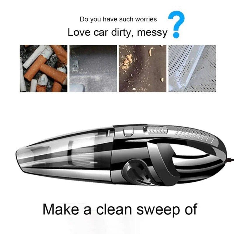 Rechargeable Car Vacuum Cleaner in Black with Listed Lithium-Ion Battery, Portable Cordless Handheld Design for Vehicle Interiors, Home Cleanup and Pet Hair Tasks