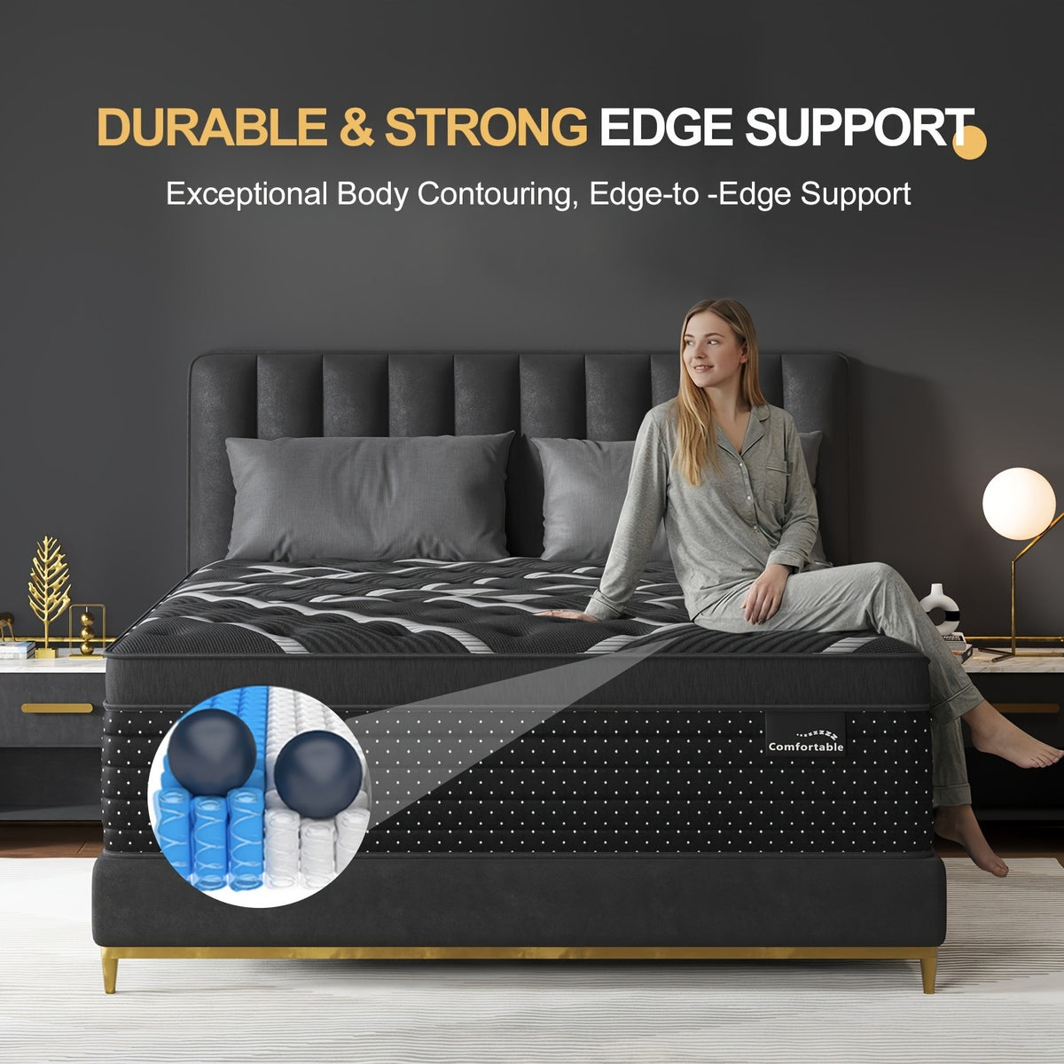 Euro Top Hybrid Mattress with Gel Memory Foam and Individual Pocket Springs, Medium Firm Bed in a Box with 12 and 14-Inch Models, Twin to King Sizes