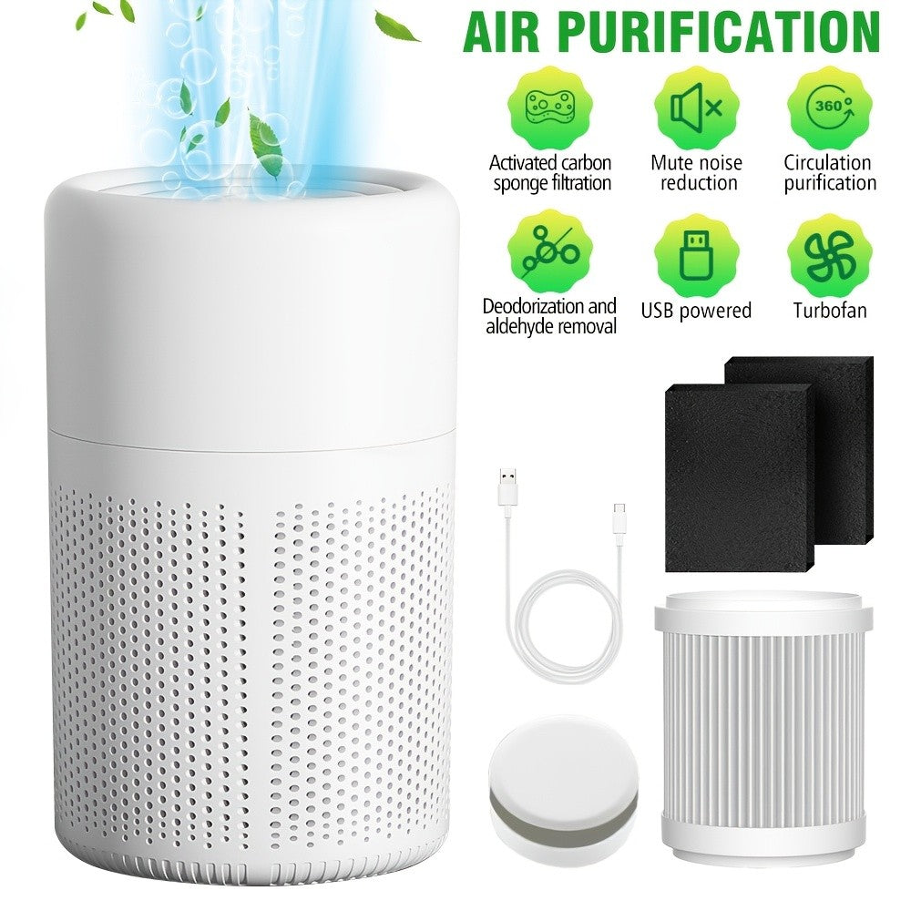 Air Quality Sensor Air Purifier with Listed HEPA 3-in-1 Filtration and Low-Noise Sleep Mode, Compact White Air Cleaner for Bedrooms, Offices and Living Rooms