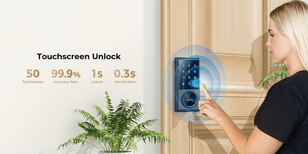 Touchscreen Smart Deadbolt Lock by ARPHA in Black with Digital Keypad, WiFi App Control, Auto-Lock and Anti-Peeping Password Features for Compatible Doors