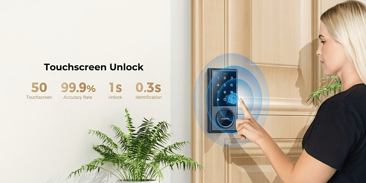 Touchscreen Smart Deadbolt Lock by ARPHA in Black with Digital Keypad, WiFi App Control, Auto-Lock and Anti-Peeping Password Features for Compatible Doors