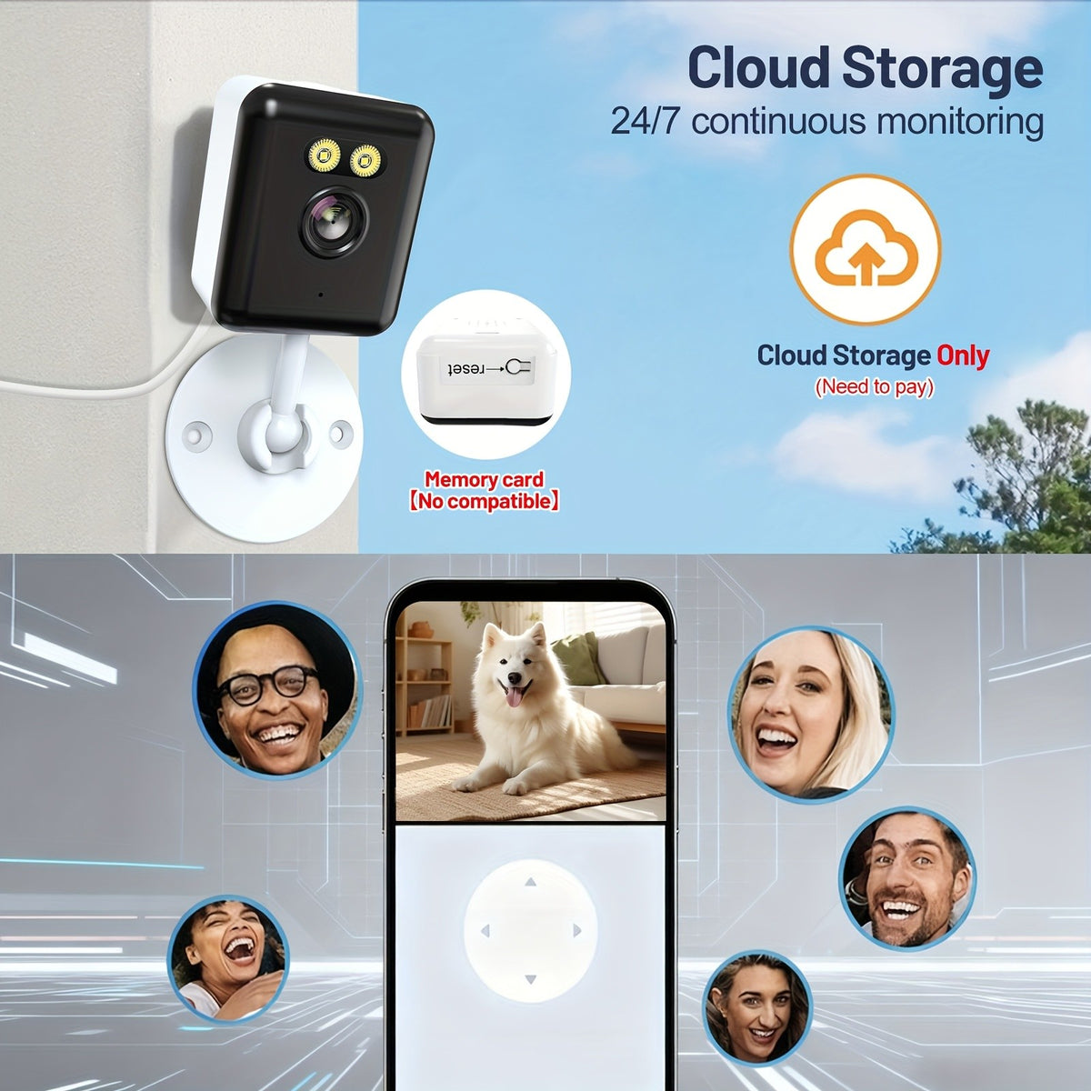 1080P Home Security Camera 4-Pack with WiFi, Full-Color Night Vision, Two-Way Audio, App Control and Listed Alexa Support for Indoor Motion Monitoring
