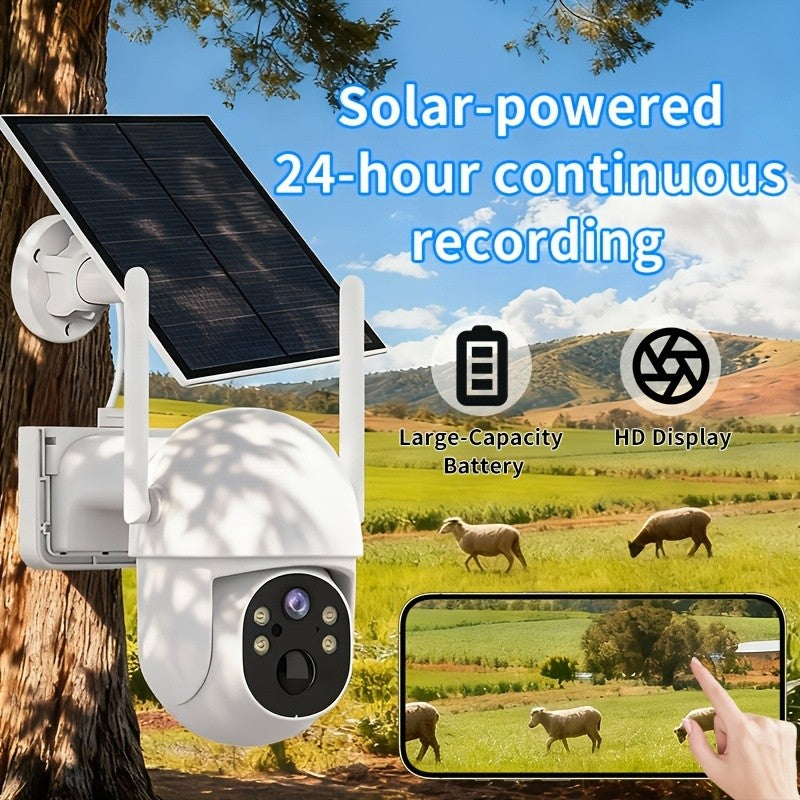 Solar WiFi Pan-Tilt Security Camera, 3MP Monitoring with Color Night Vision, Two-Way Audio, AI Detection and Sound Light Alerts, One Two or Four Camera Options
