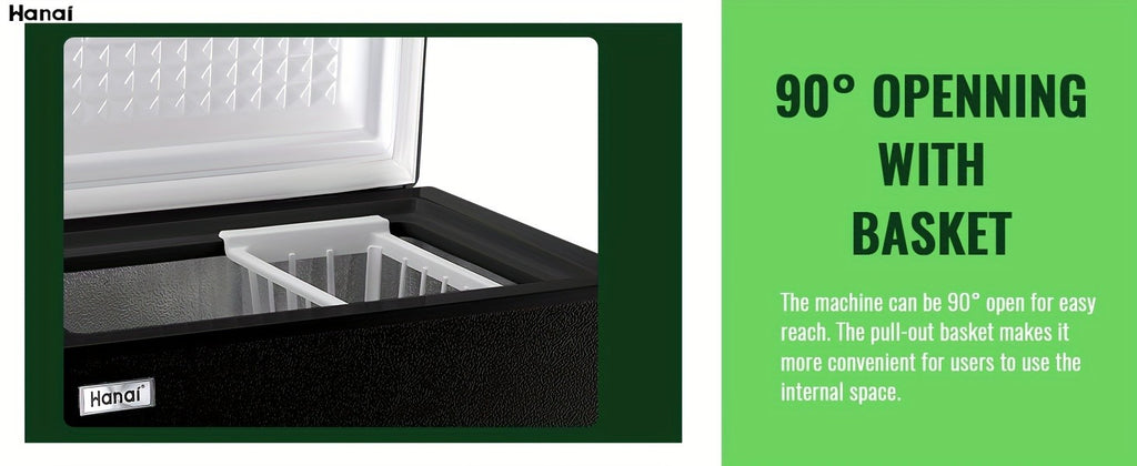 WANAI Chest Freezer 3.8 Cu. Ft. with Top-Opening Door, Seven Temperature Settings and Removable Basket, Black or White for Home Kitchen Storage