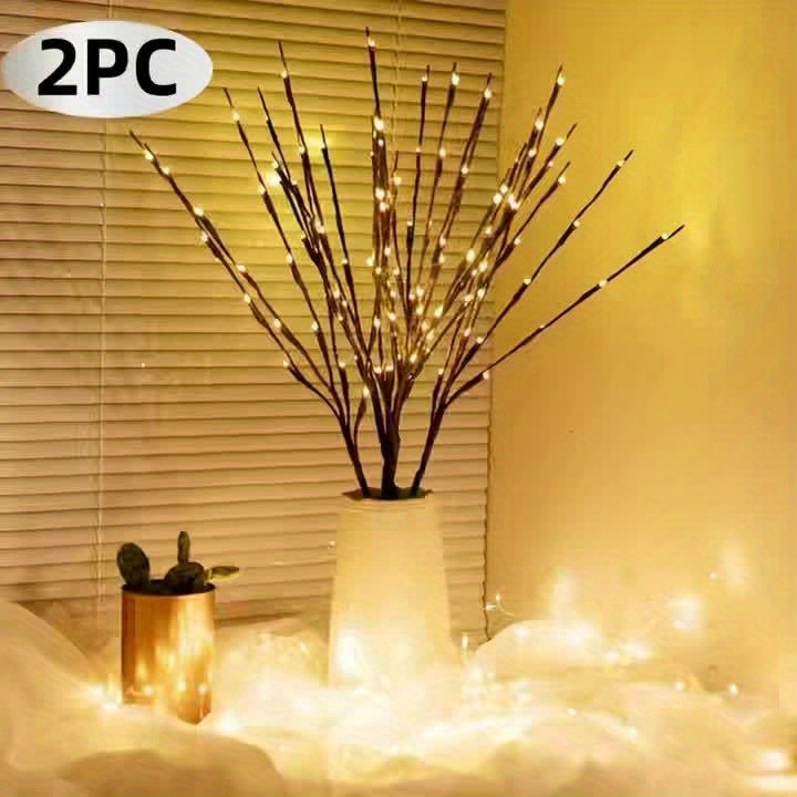 Warm Glow Battery Tree Branch Lights, Two-Piece Simulated Plastic Branch Set with Listed 40 LEDs for Wedding and Holiday Home Decor, Batteries Not Included