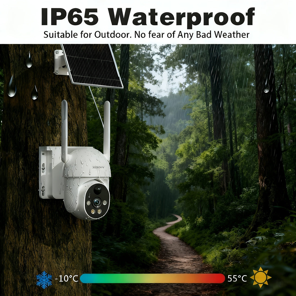 XIAOVV P6 4G Solar Security Camera for US Networks Only, No WiFi, 1080P Pan-Tilt Monitoring with PIR Detection, Color Night Vision and Two-Way Audio