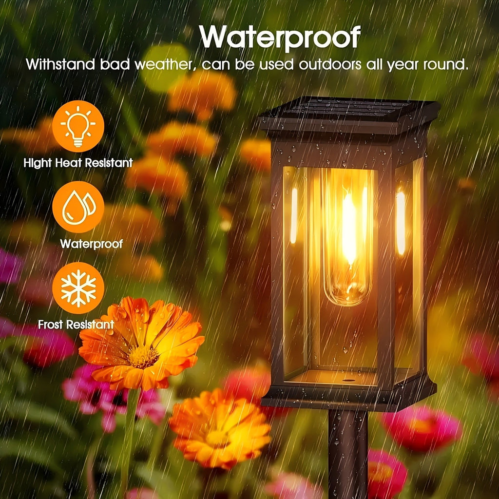 Solar Outdoor Path Lights Eight-Pack with Listed Automatic On-Off and IP44 Rating for Decorative Garden Borders, Lawn Areas, Terraces and Home Landscape Displays
