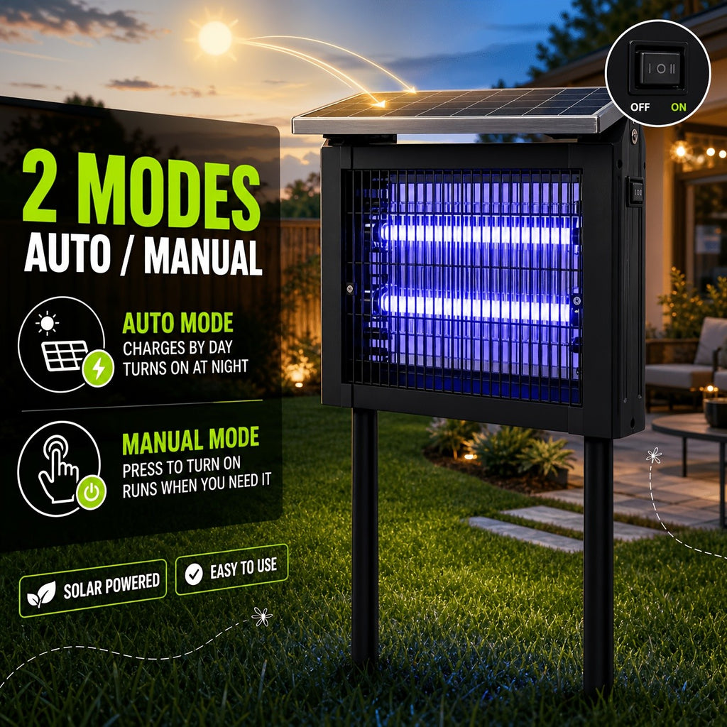 Solar Bug Zapper with Listed 4000mAh Battery and Two Modes, Single Rechargeable Portable Insect Trap for Instruction-Approved Patio, Garden and Camping Use