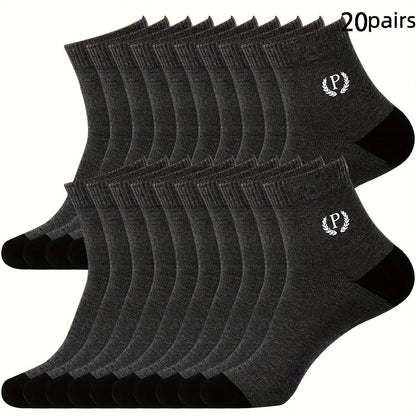 Men's Mid-Calf Athletic Socks 50-Pair Mixed Color Pack with Elastic Ribbed Cuffs and Breathable Sweat-Absorbent Design for Sports and Casual Wear