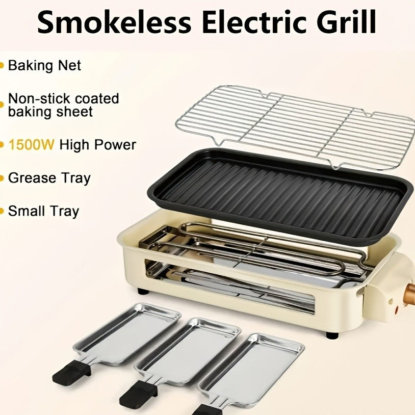 1700W Indoor Electric Grill with Temperature Control, Black Gift-Bag Option and Listed Detachable Nonstick Cooking Board for Home Meals and Tabletop BBQ