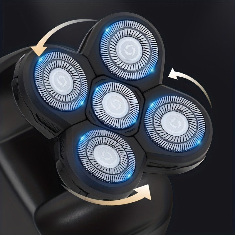 Rechargeable Electric Razor for Men with Floating Heads, LED Battery Display and Washable Three-Blade Design, Listed One-Hour Charging for Facial Grooming
