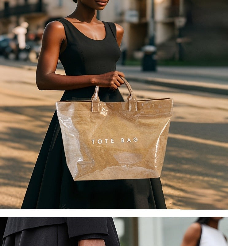 Double-Layer Tote Bag for Women with Classic Solid-Color Styling and Carry Handles, Everyday Handbag for Casual Outings in TT4, TT6 or TT1 Options