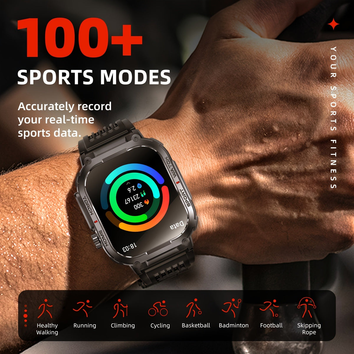 Calling Smartwatch with LED Flashlight, Listed 2.02-Inch TFT Screen, 100+ Sports Modes and Sleep Tracking in For iOS & Android Model for Everyday Activity