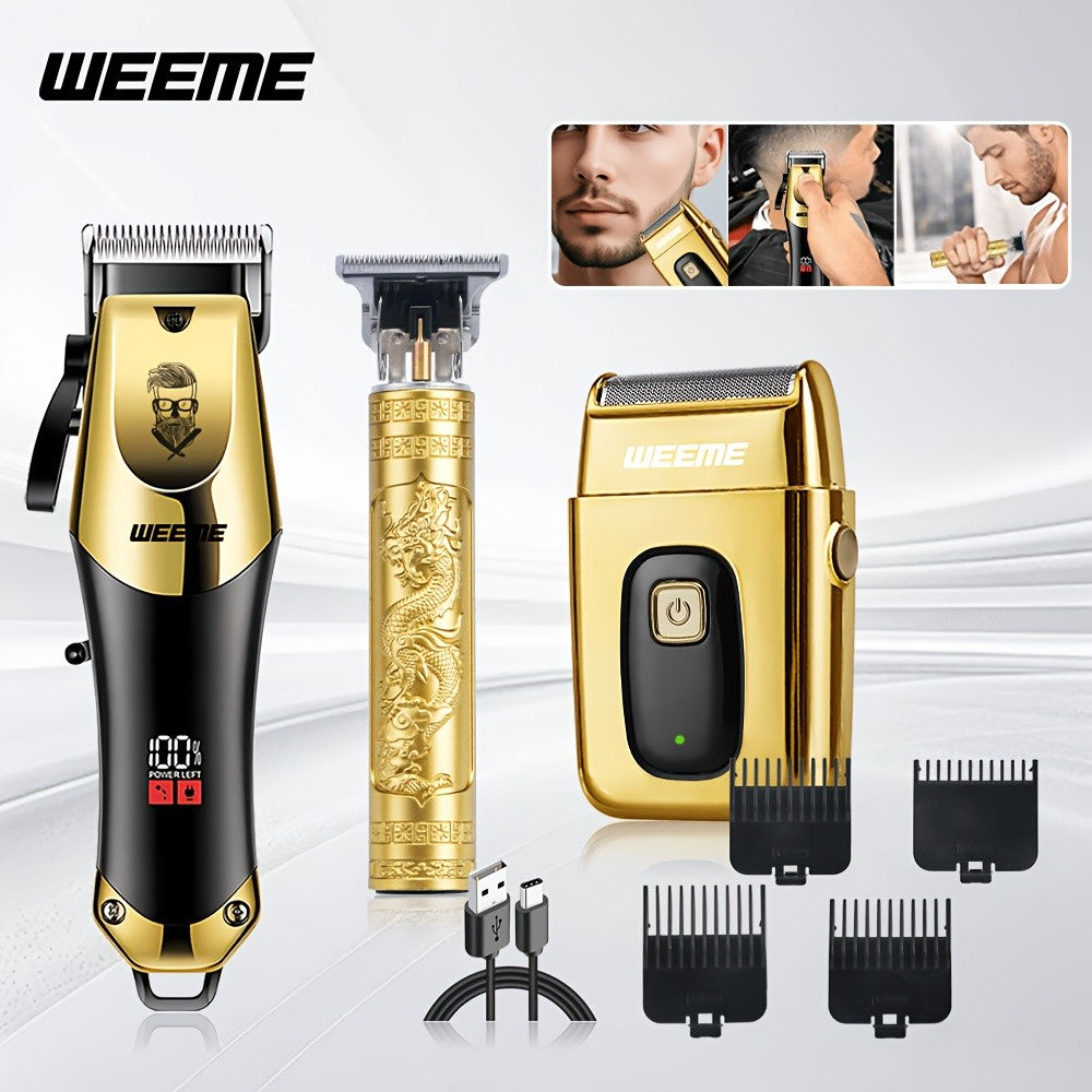 WEEME Hair Clipper and Beard Trimmer Set with USB-Rechargeable Wording, Battery Level Indicator and Comb Attachments, 810B2306C Option for Men's Home Grooming