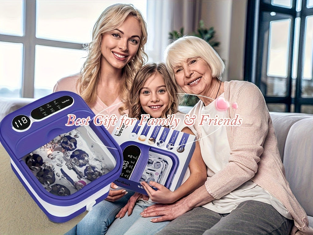Collapsible Foot Spa with Listed Heating and Bubble Massage Features, Blue Automatic or Pink Basic Model Options for Adult Home Foot Care and Gift Planning