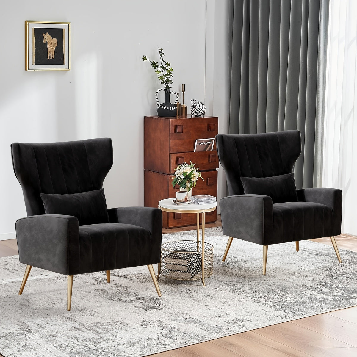 Velvet Accent Armchair with Metal Legs and Spring Support, Sponge-Filled Mid-Century Modern Reading Chair for Living Room and Cozy Seating Corners