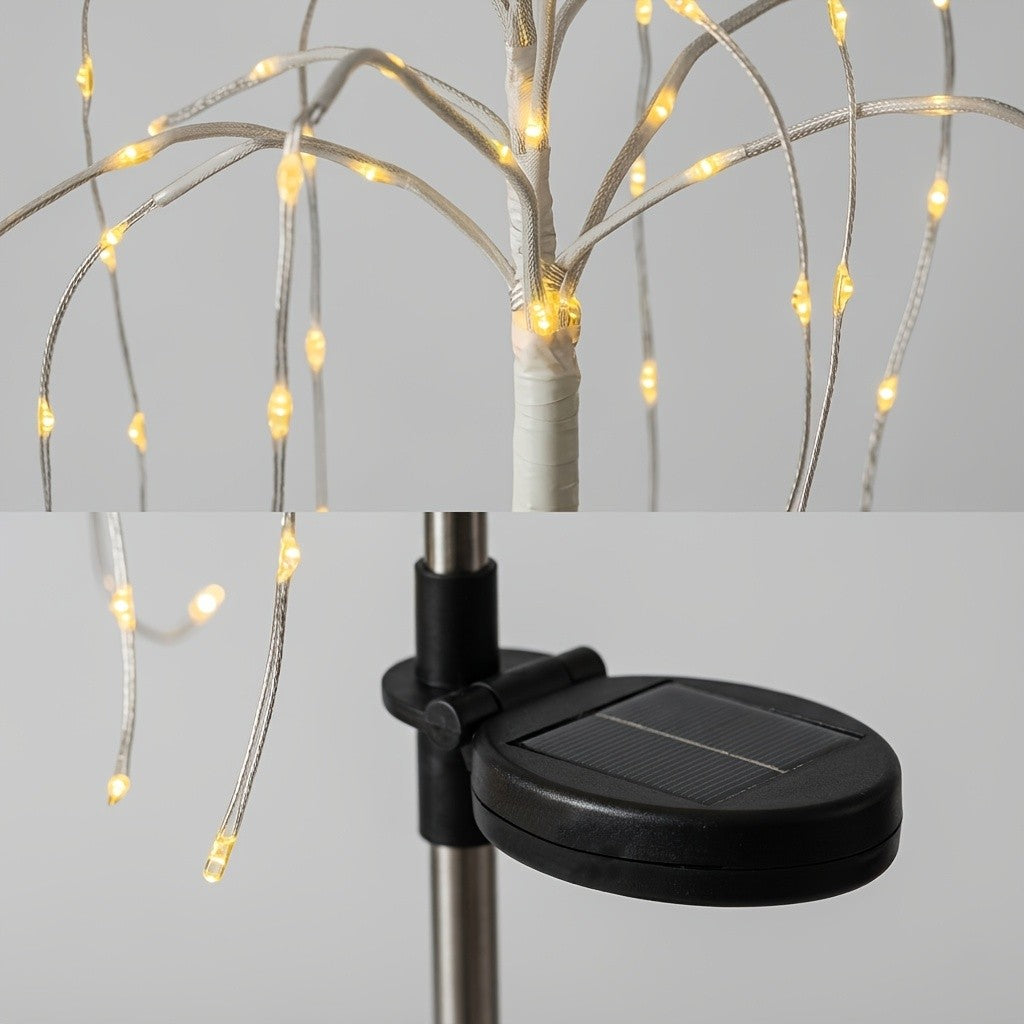 Solar Willow Branch Lights, 2-Piece LED Garden Decor with 100 LEDs and 8 Twinkling Modes for Patios, Courtyards, Pathways, Weddings and Holiday Displays