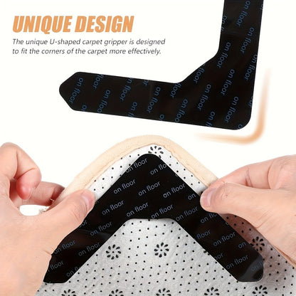 Reusable Carpet Gripper Stickers in 12 or 24 Piece Packs, Washable Adhesive Pads for Compatible Area Rugs, Sofa Cushions and Household Fabric Placement