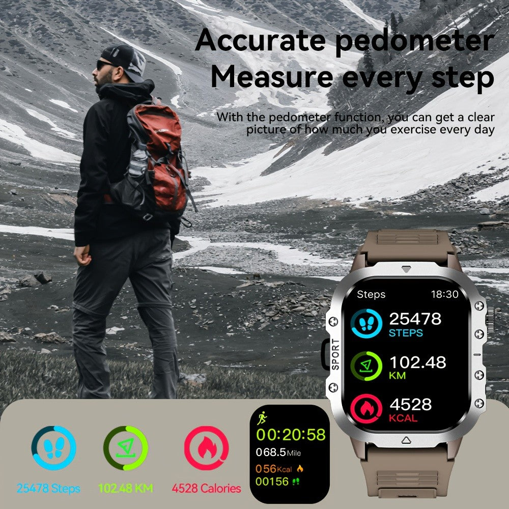 LAXASFIT Smart Watch for Men and Women, 2.01-Inch Display with Wireless Calling, Flashlight, Music Control, Silicone Band & USB Charging
