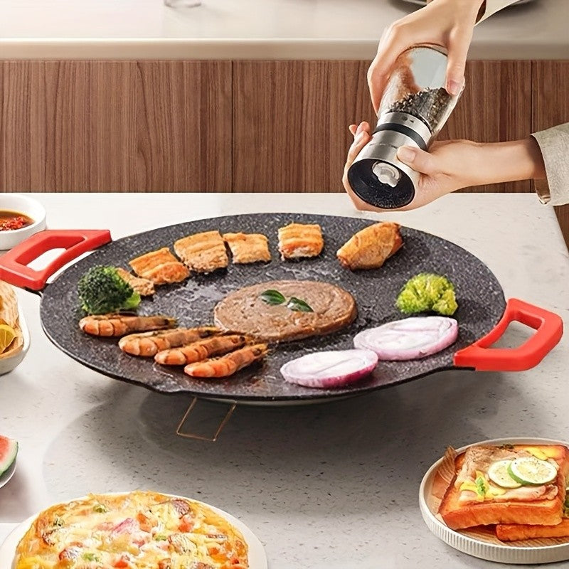 Adjustable Temperature Electric Grill Pan with Listed Nonstick Surface and 110V American Plug, Large Red Ear Model for Grilling, Frying and Home Kitchen Meals