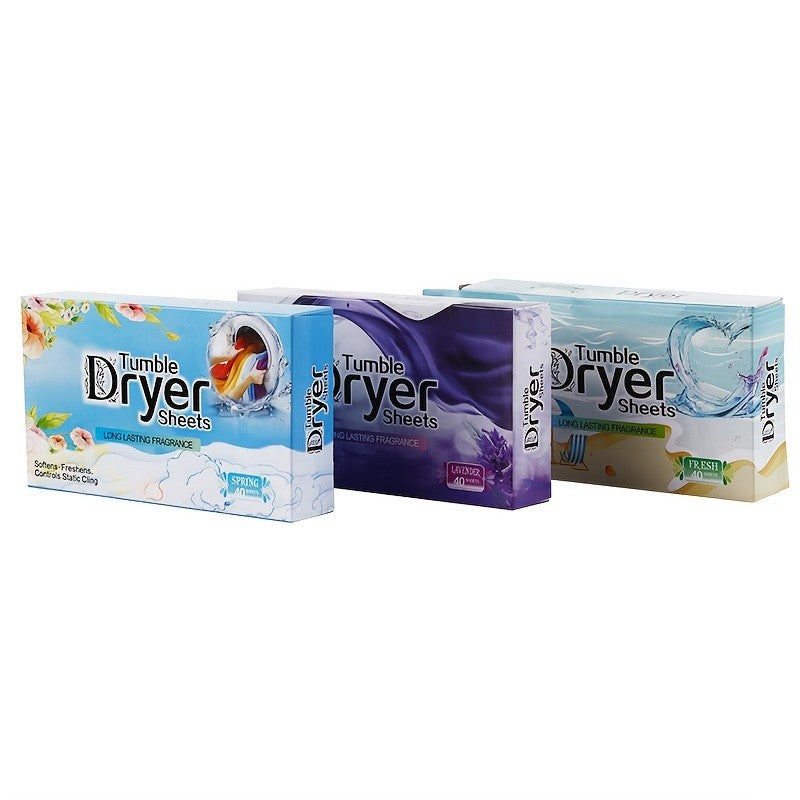 Lavender Dryer Sheets in 40-Count Box, Scented Laundry Fabric Care Sheets for Compatible Clothes Drying Routines and Everyday Household Laundry Supplies