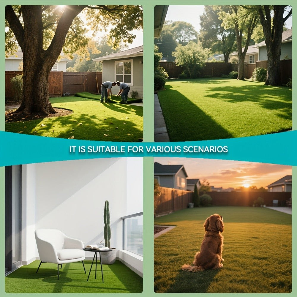 Artificial Grass Rug in Green, 5ft x 8ft or 4ft x 10ft Turf Mat Options for Decorative Garden Areas, Backyard Landscaping and Outdoor Party Displays