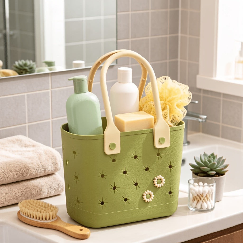 Portable Shower Caddy Basket with Handles and Listed Drainable Mesh Design, Three Color Options for Toiletry Organization, Beach Trips and Vacation Packing