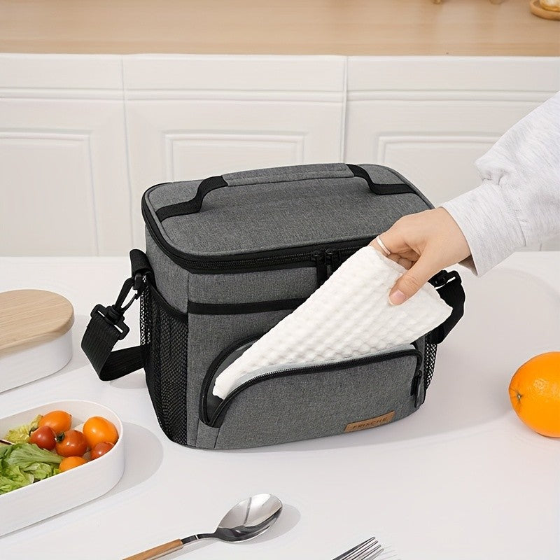Insulated Lunch Bag with Adjustable Shoulder Strap and Carry Handle for Everyday Meal Transport, Reusable Work Lunch and Picnic Carrier in Three Color Options