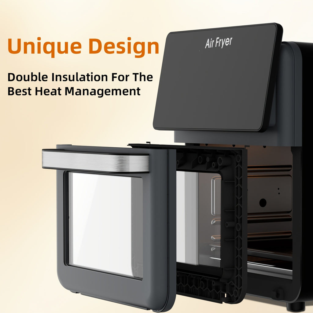 Viewing-Window Air Fryer Oven with Listed 10Qt Capacity, 12-in-1 Cooking Design, Touchscreen Controls and Nonstick Basket in Cream White or Black for Kitchen Use