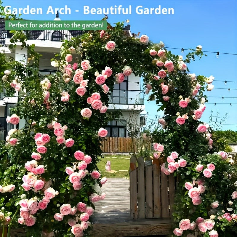 Garden Arbor Arch for Climbing Plants, Metal Wedding Trellis with Two Assembly Size Configurations, White or Black with Base and Black without Base Options