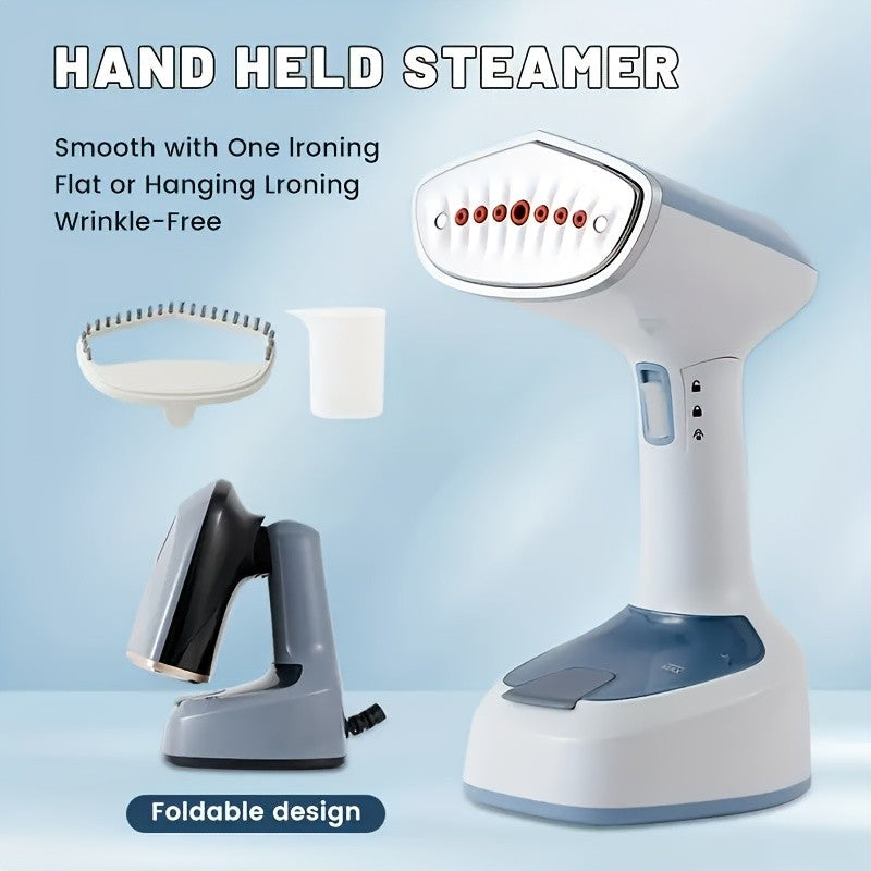 Foldable Clothing Steam Iron with Listed 1500W Power and 15-Second Heat-Up, Portable Handheld Garment Care Appliance in Grey or White for Home and Travel