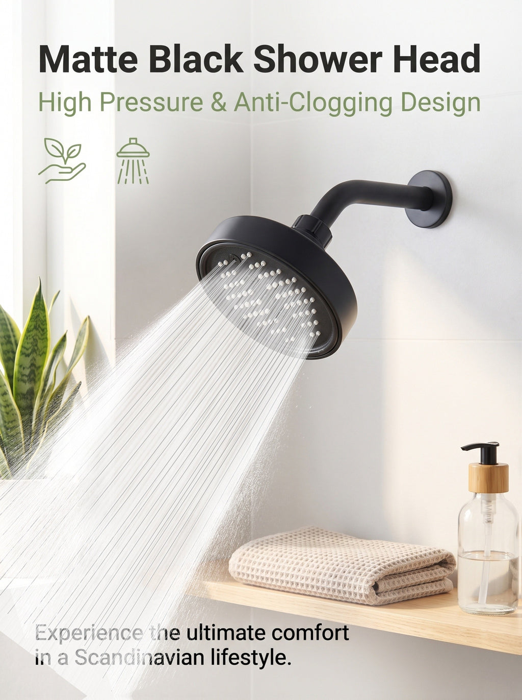 Swivel Ball Joint Shower Head with Listed G1/2 Threads, Silicone Jets and ABS Material, Black, Golden or Silvery Style Options for Bathroom Shower Use