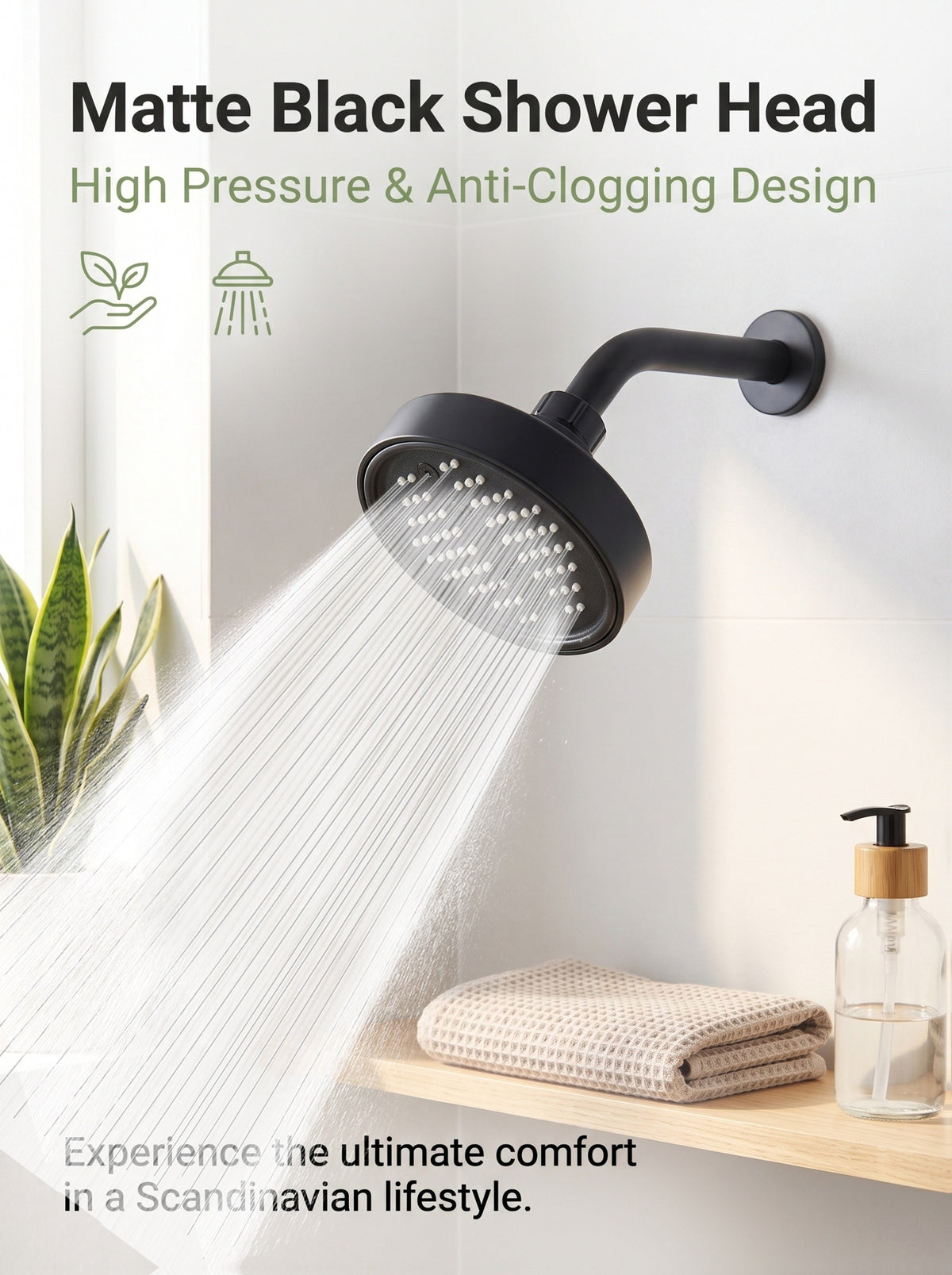 Swivel Ball Joint Shower Head with Listed G1/2 Threads, Silicone Jets and ABS Material, Black, Golden or Silvery Style Options for Bathroom Shower Use