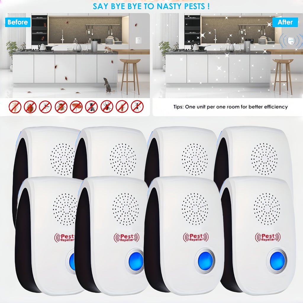 Plug-In Pest and Mouse Repellent Six-Pack with Listed Dual Speakers and Variable-Frequency Soundwave Technology, No Batteries Required for Home Placement