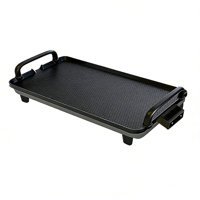 Non-Stick Electric Grill and Griddle Indoor, Adjustable Temperature Control BBQ Plate for Steaks, Skewers and Seafood with Drip Tray for Easy Cleanup, Portable Electric BBQ Grill for Camping, Family Gatherings and Outdoor Trips, Great Gift Idea