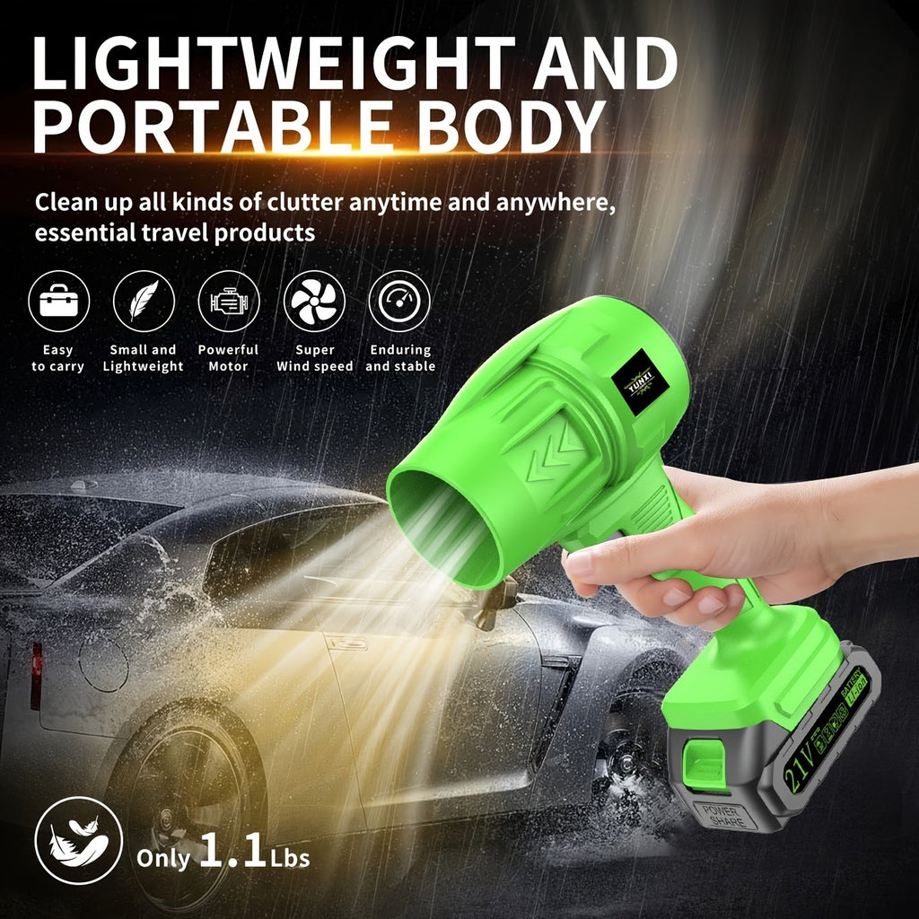 Cordless Turbo Fan Leaf Blower for Outdoor Leaves and Dust, Portable Handheld Cleaning Tool with One- or Two-Battery Accessory Options