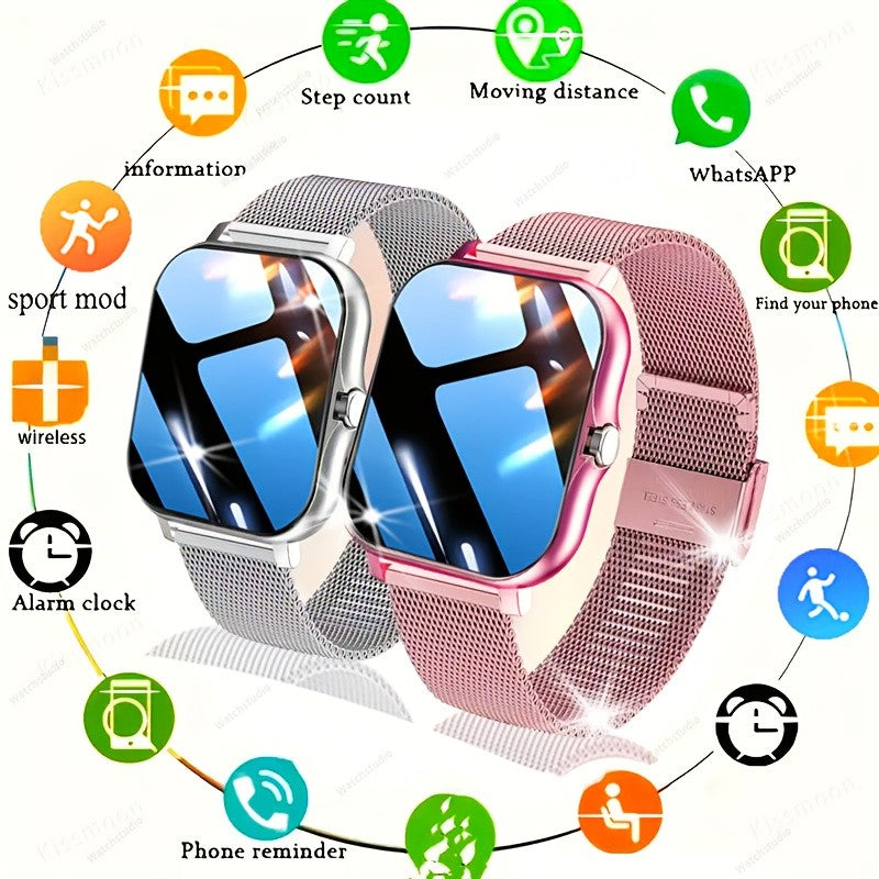 TFT Touchscreen Smartwatch with 1.83-Inch Display, Wireless Call Answering and Dialing, Message Reminders, USB Charging and Four Color Choices