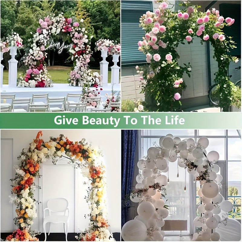 Garden Arbor Arch for Climbing Plants, Metal Wedding Trellis with Two Assembly Size Configurations, White or Black with Base and Black without Base Options