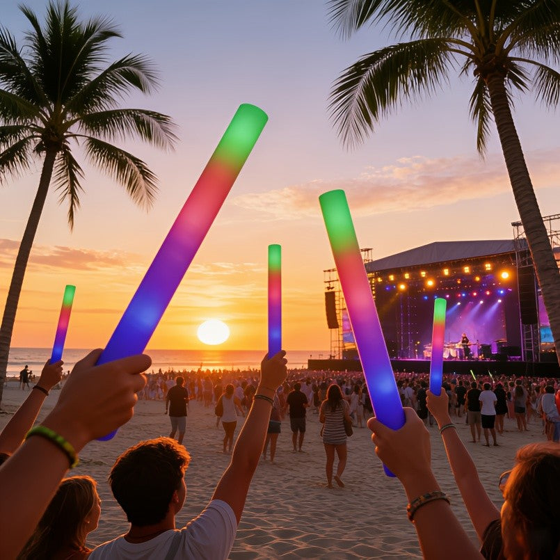 Flashing LED Foam Glow Sticks for Party Favors, 30- or 60-Piece Options for Wedding Receptions, Birthday Celebrations, Concerts and Holiday Events