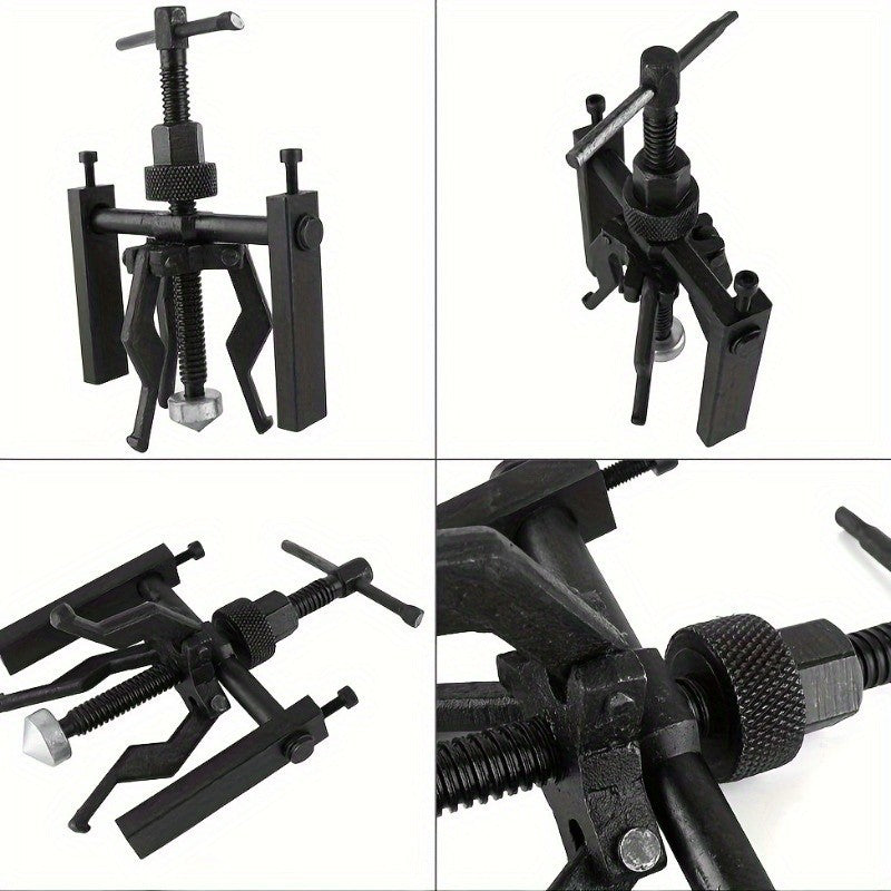 Three-Jaw Gear and Bearing Puller with Reversible Forged Steel Jaws, Black Oxide Finish and Phosphated Drive Screw for Compatible Workshop Removal Tasks