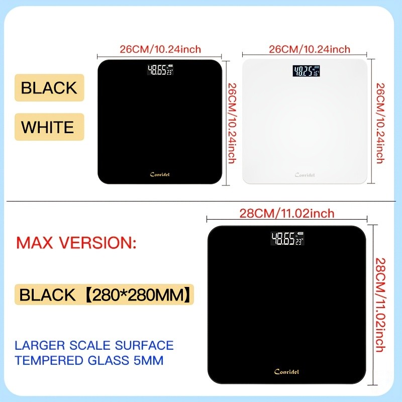 Digital Weight Scale 400lb, High-Precision Bathroom Scale with Clear Digital Display, Ultra Wide Tempered Glass Platform, Battery Powered Body Weight Scale for Home Fitness and Daily Use