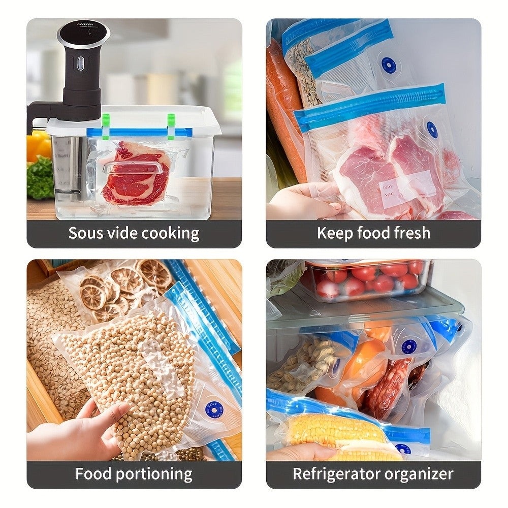 Handheld Vacuum Sealer Machine with 15 Vacuum Bags, Powerful Portable Food Vacuum Sealer for Food Storage and Preservation, Rechargeable Vacuum Sealing Machine for Kitchen and Travel