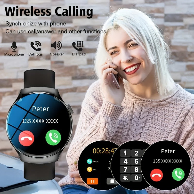 Bluetooth Call Smart Watch for Men and Women, Silicone Strap Smartwatch with Call Answering & Dialing, Fitness Tracker, Pedometer, Calorie Counter, Sport Modes, Remote Camera, Music Control, Alarm