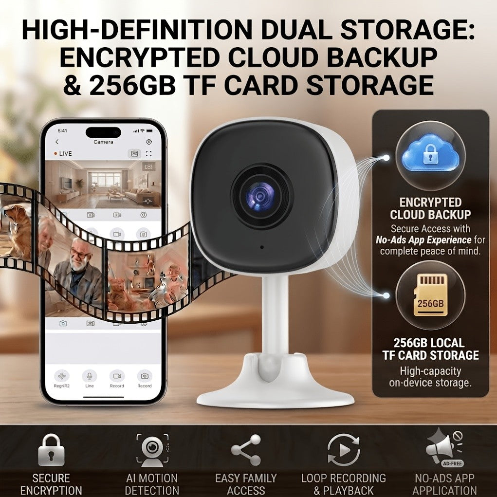 Magnetic Mount Indoor Security Camera 2K with Dual-Band WiFi, Night Vision, Two-Way Audio and AI Detection Alerts, USB-Powered Home Monitoring Camera