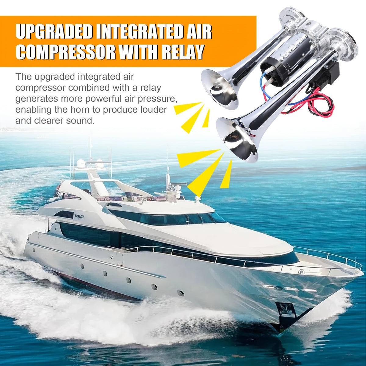 Double Tube Air Horn with Compressor and Mounting Bracket References, Listed Aluminum Alloy Vehicle Accessory in 24V Dual-Color or Silvery Options