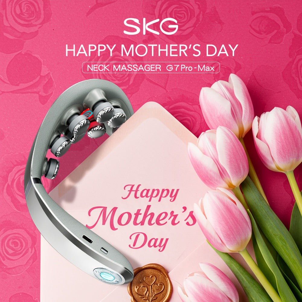 Portable Neck Massager with Heat by SKG, Cordless Wearable USB-Rechargeable Personal Care Device in Basic White or G7 PRO-E Options for Home and Office Breaks