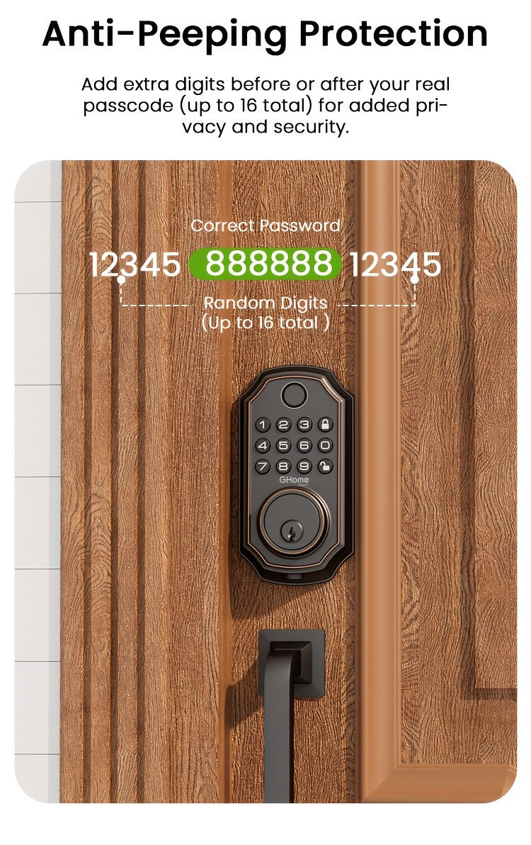 4-in-1 Smart Door Lock with Fingerprint, Passcode, Key and App Entry, Auto Lock and Temporary Offline Passwords, KD30 Pro and KD30B Pro Model Options