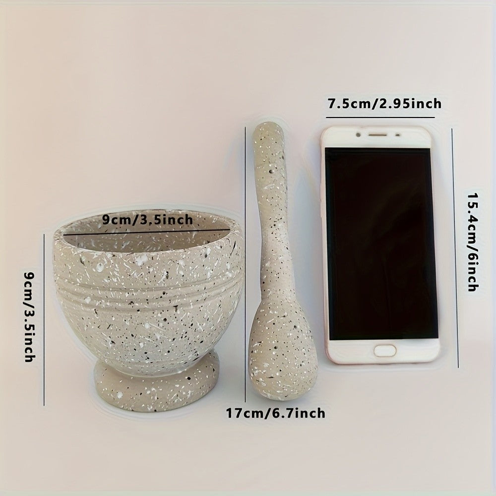 Manual Garlic and Spice Grinder with Pestle, PP Kitchen Set in Wood Color or Granite Color for Hand Crushing Herbs and Everyday Meal Preparation
