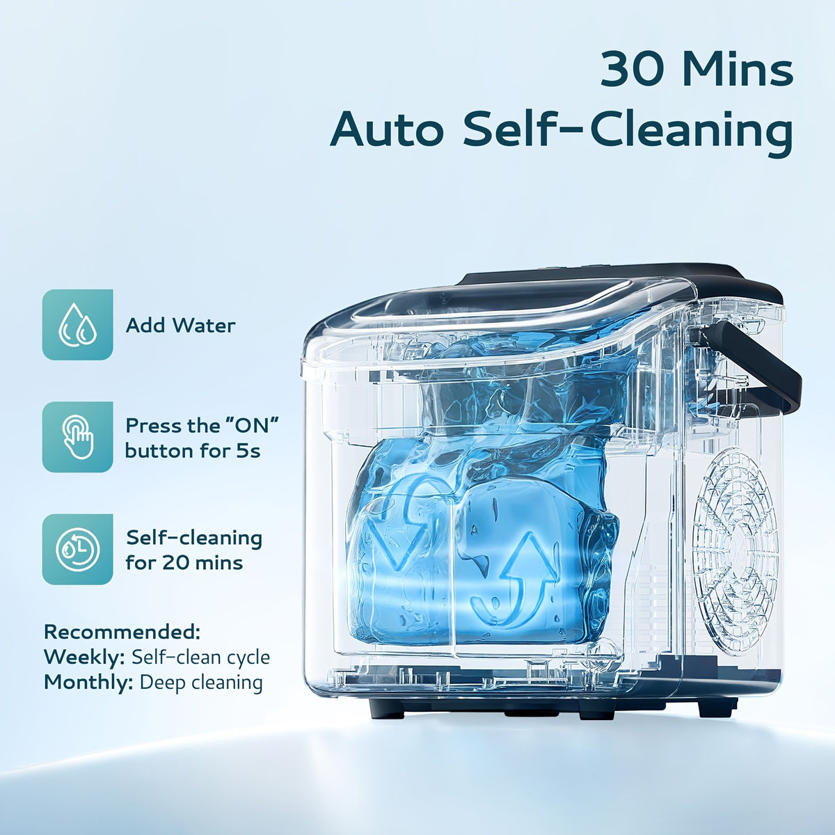 Portable Bullet Ice Machine, Self-Cleaning Ice Maker with Scoop and Basket, Black 26lb or Red and Silver 29lb Labeled Options for Kitchen Drinks and Gatherings