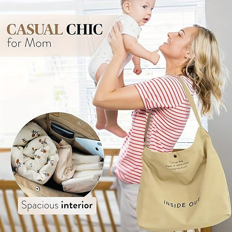Canvas Shoulder Tote for Women, Everyday Handbag in Army Green, Grey, Brown, Khaki or Black for Casual Outfits, Weekend Outings and Wardrobe Coordination